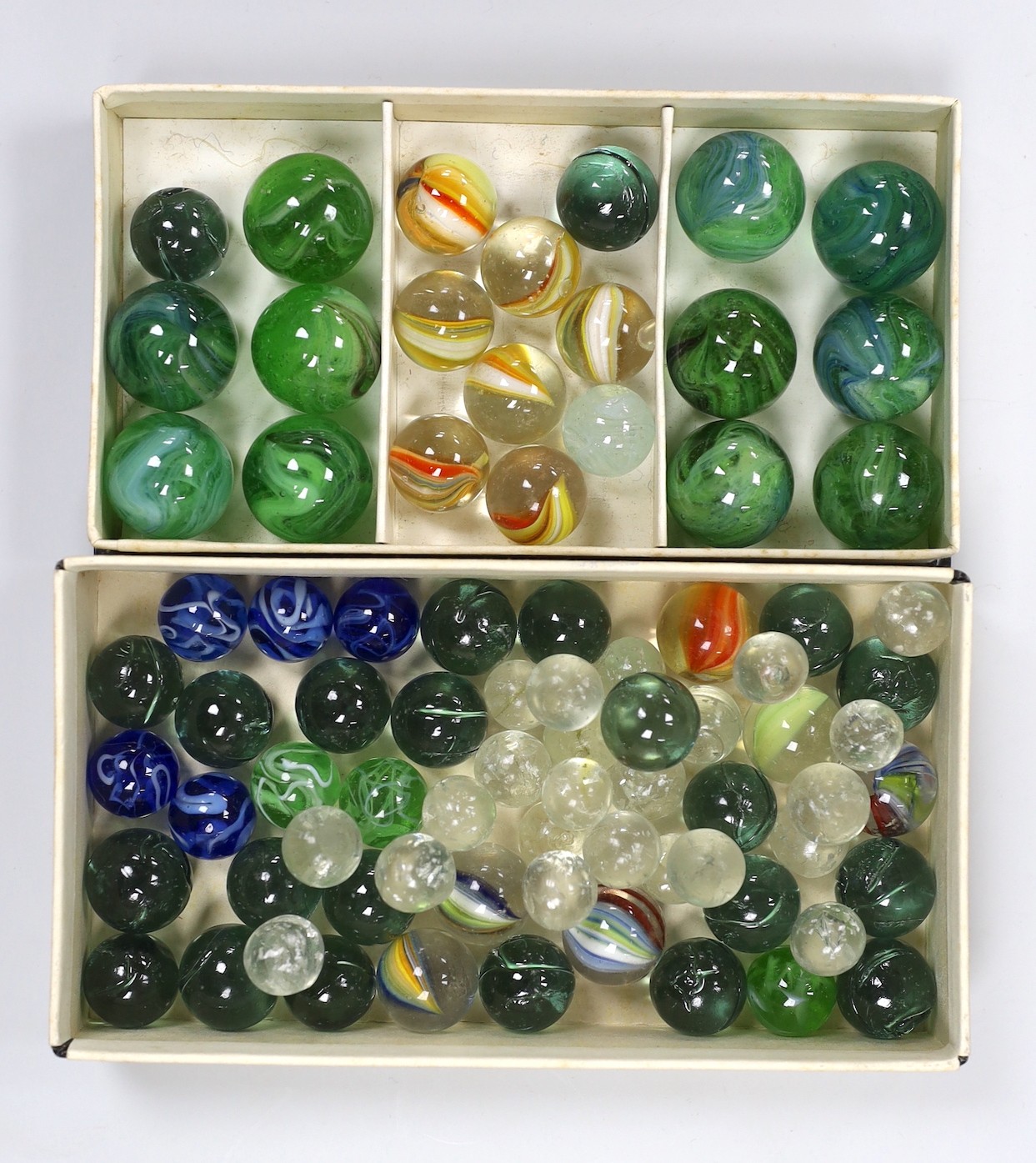 A group of Victorian and later glass marbles